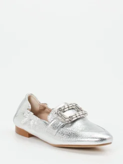 Andrea Puccini – Loafer aus Metallicleder silber