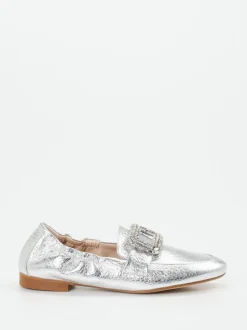 Andrea Puccini – Loafer aus Metallicleder silber