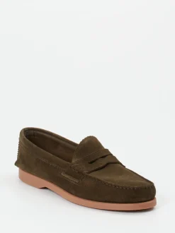 Andrea Puccini – Loafer aus Veloursleder olivgrün