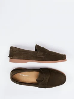 Andrea Puccini – Loafer aus Veloursleder olivgrün