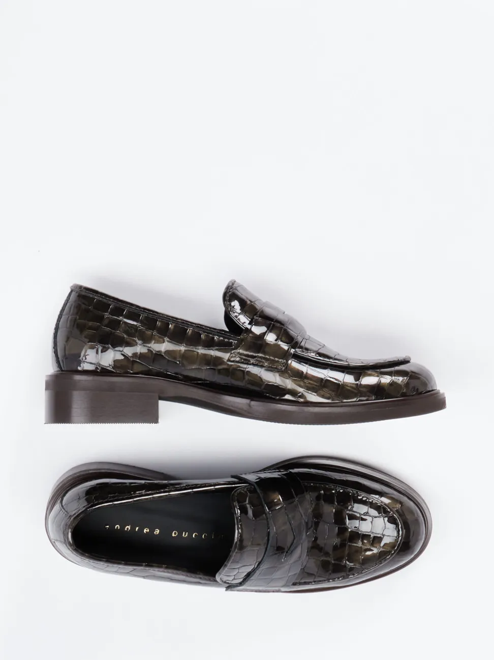 Andrea Puccini – Loafer aus Lackleder mit Krokoprägung
