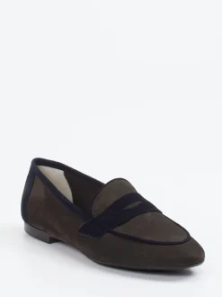Andrea Puccini – Loafer aus Veloursleder olivbraun