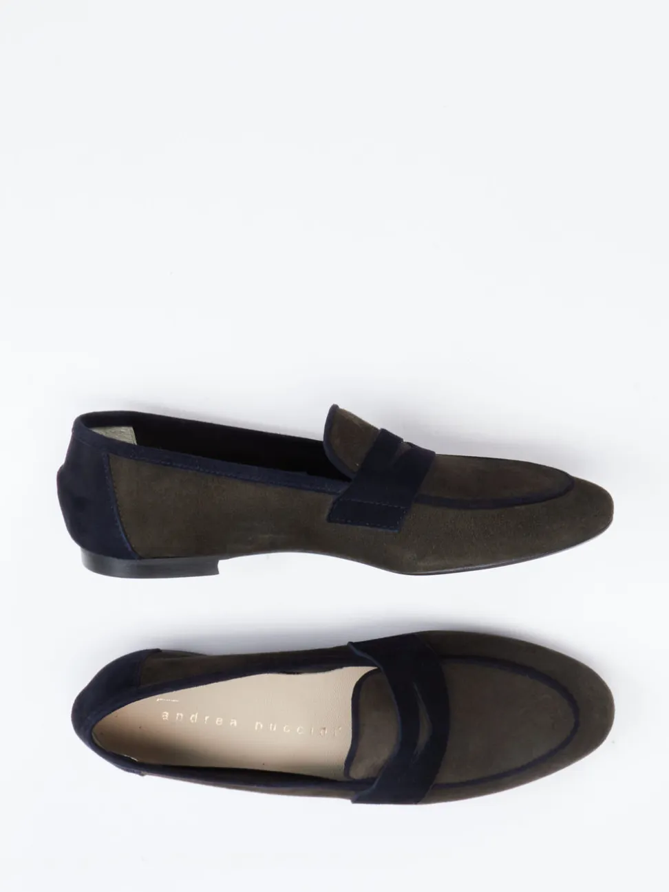 Andrea Puccini – Loafer aus Veloursleder olivbraun