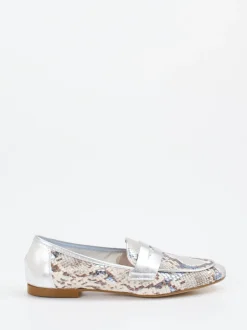 Andrea Puccini – Loafer aus geprägtem Leder beigegrau