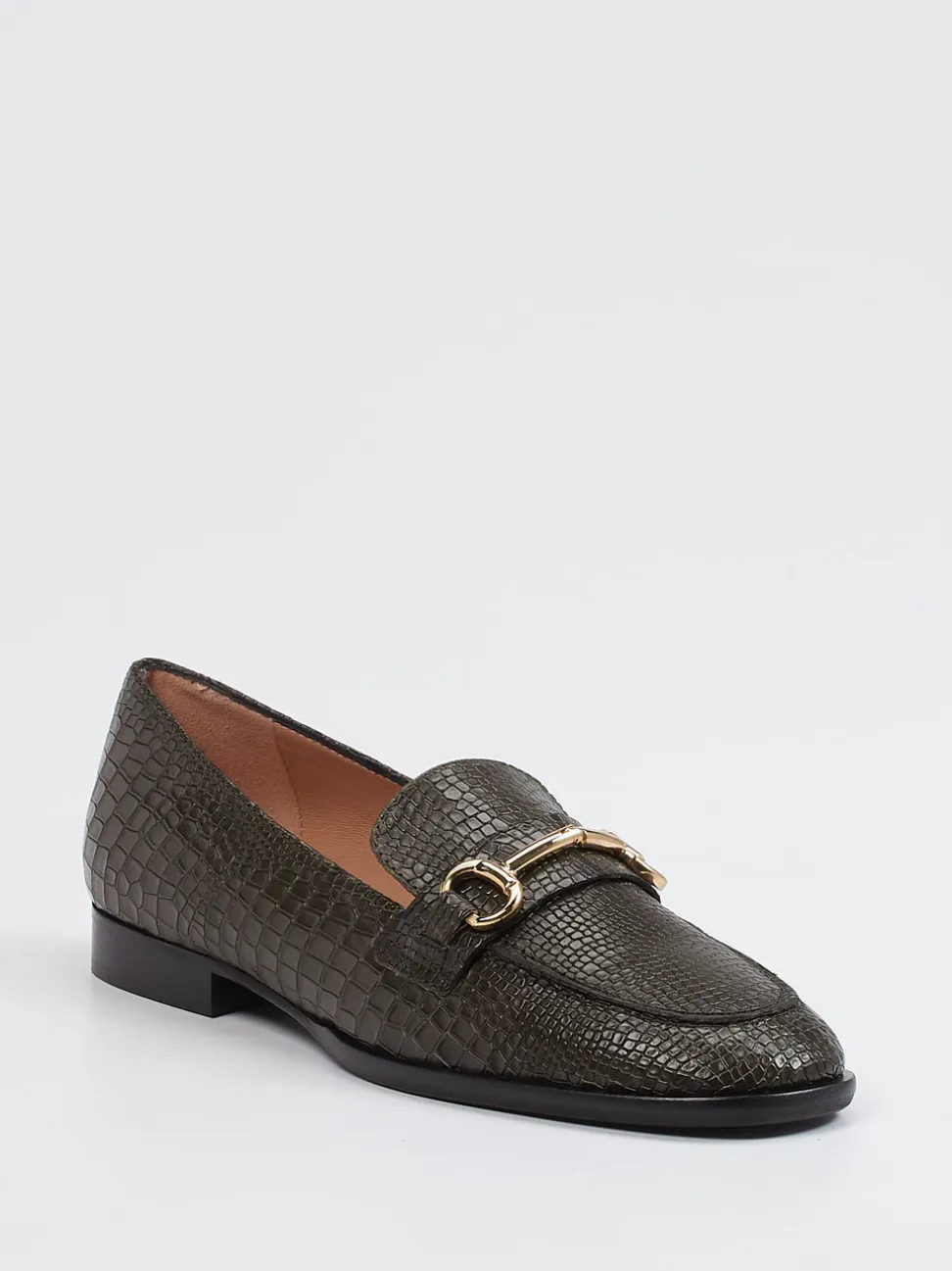Andrea Puccini – Loafer aus geprägtem Leder olivgrau
