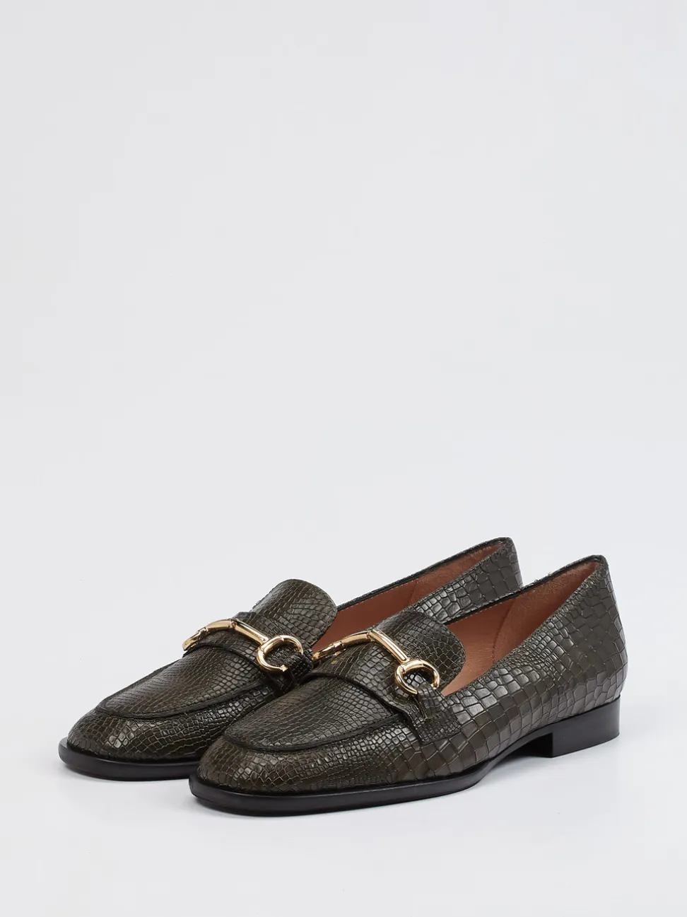 Andrea Puccini – Loafer aus geprägtem Leder olivgrau