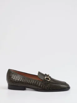Andrea Puccini – Loafer aus geprägtem Leder olivgrau