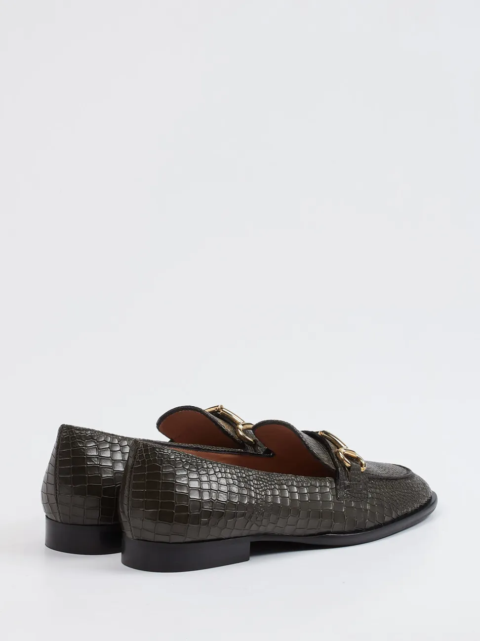 Andrea Puccini – Loafer aus geprägtem Leder olivgrau