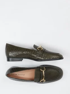 Andrea Puccini – Loafer aus geprägtem Leder olivgrau