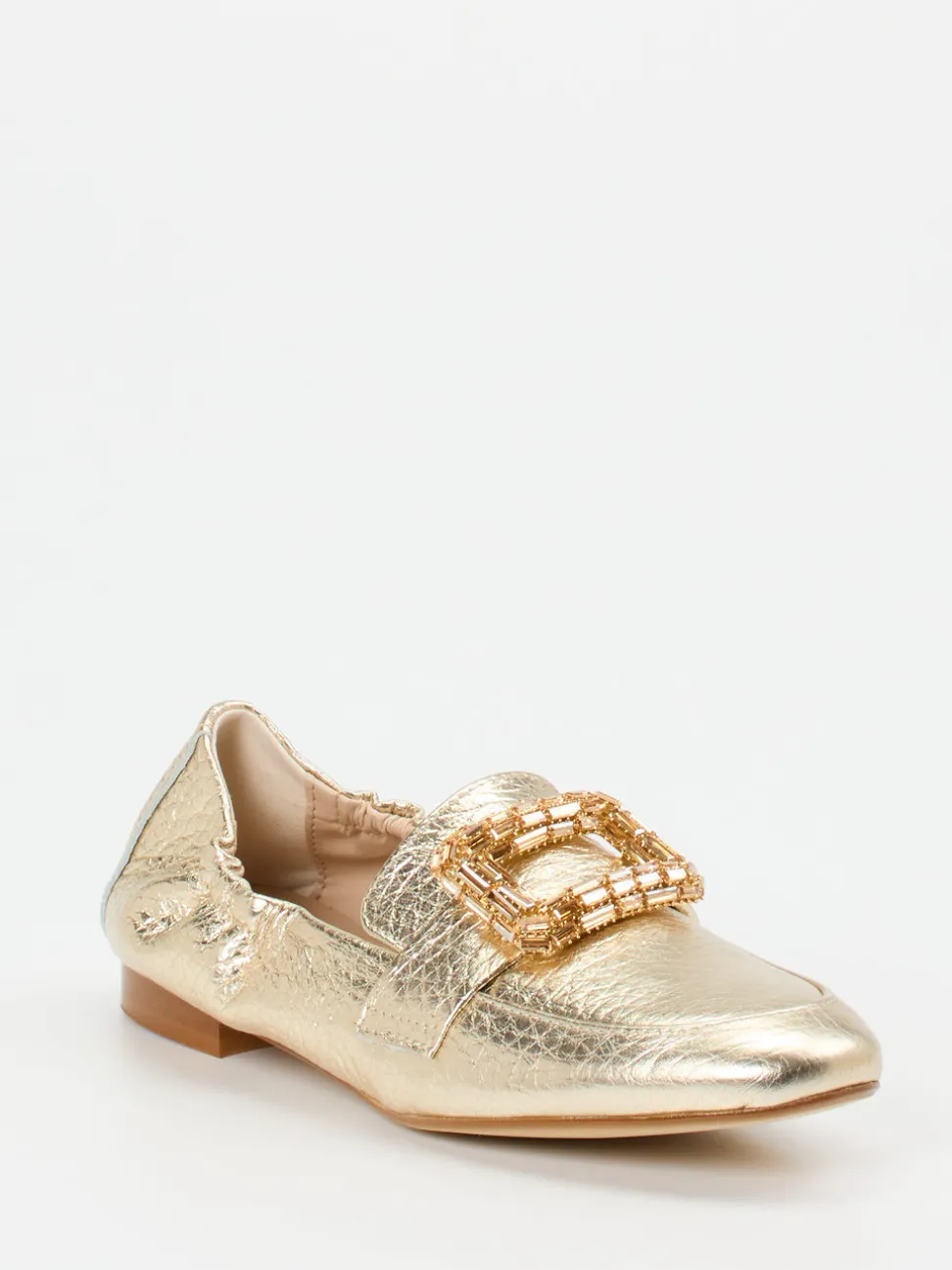 Andrea Puccini – Loafer aus Metallicleder goldfarben