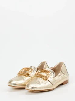 Andrea Puccini – Loafer aus Metallicleder goldfarben