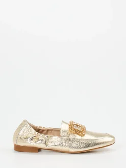Andrea Puccini – Loafer aus Metallicleder goldfarben
