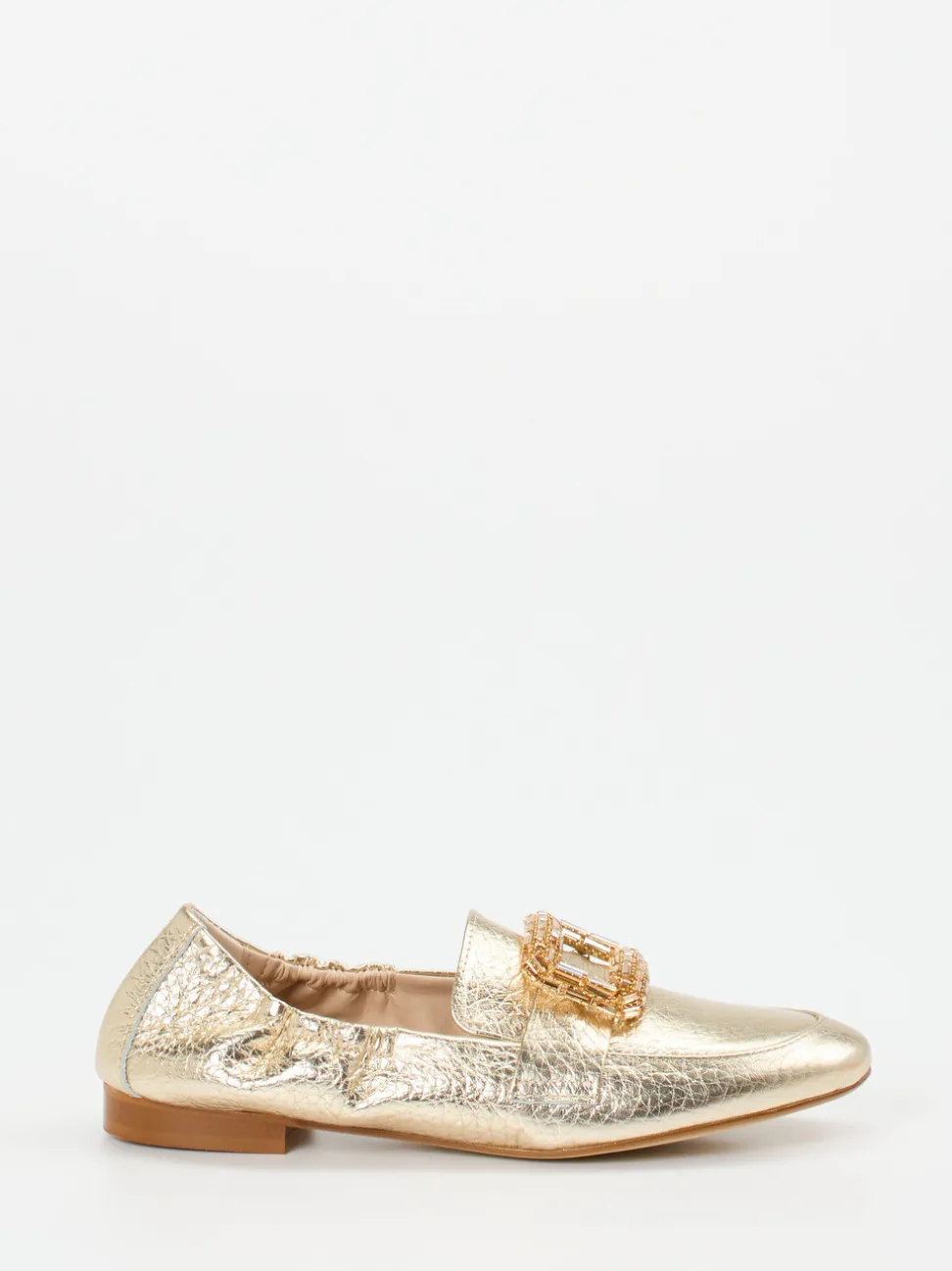 Andrea Puccini – Loafer aus Metallicleder goldfarben