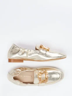 Andrea Puccini – Loafer aus Metallicleder goldfarben