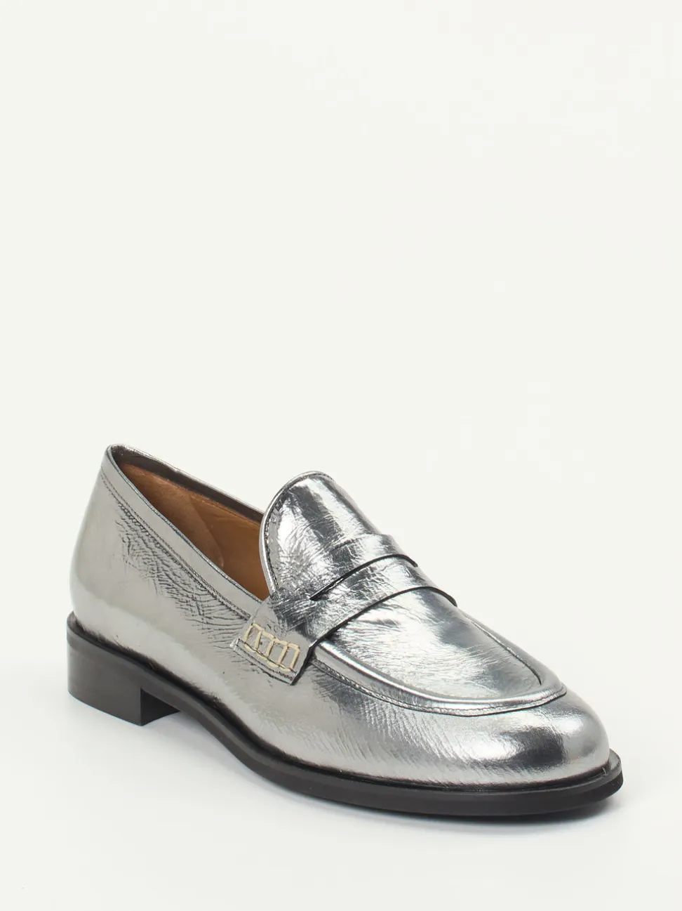Andrea Puccini – Loafer aus Metallicleder silber