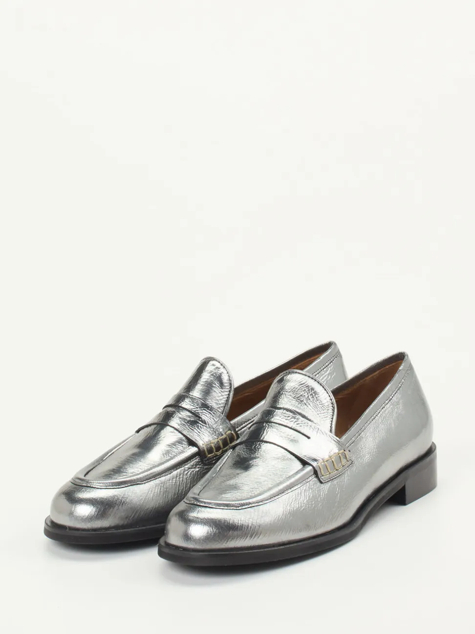 Andrea Puccini – Loafer aus Metallicleder silber