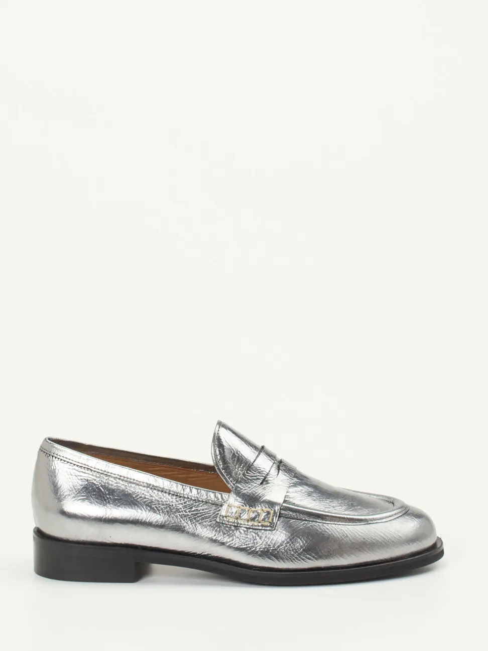 Andrea Puccini – Loafer aus Metallicleder silber