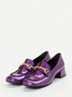 Andrea Puccini – Loafer aus Lackleder Violett-Metallic
