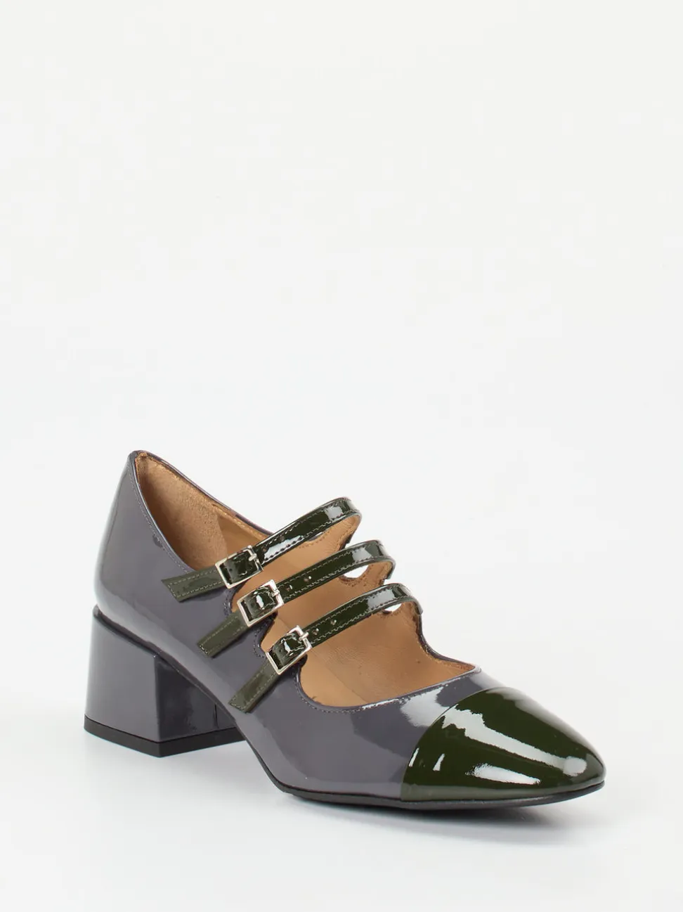 Andrea Puccini – Mary Jane Pumps aus Lackleder anthrazit