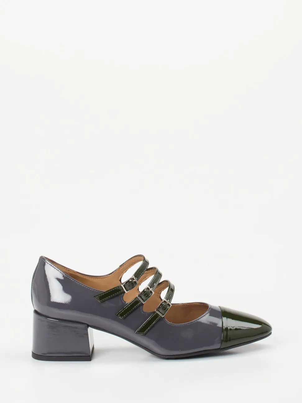Andrea Puccini – Mary Jane Pumps aus Lackleder anthrazit