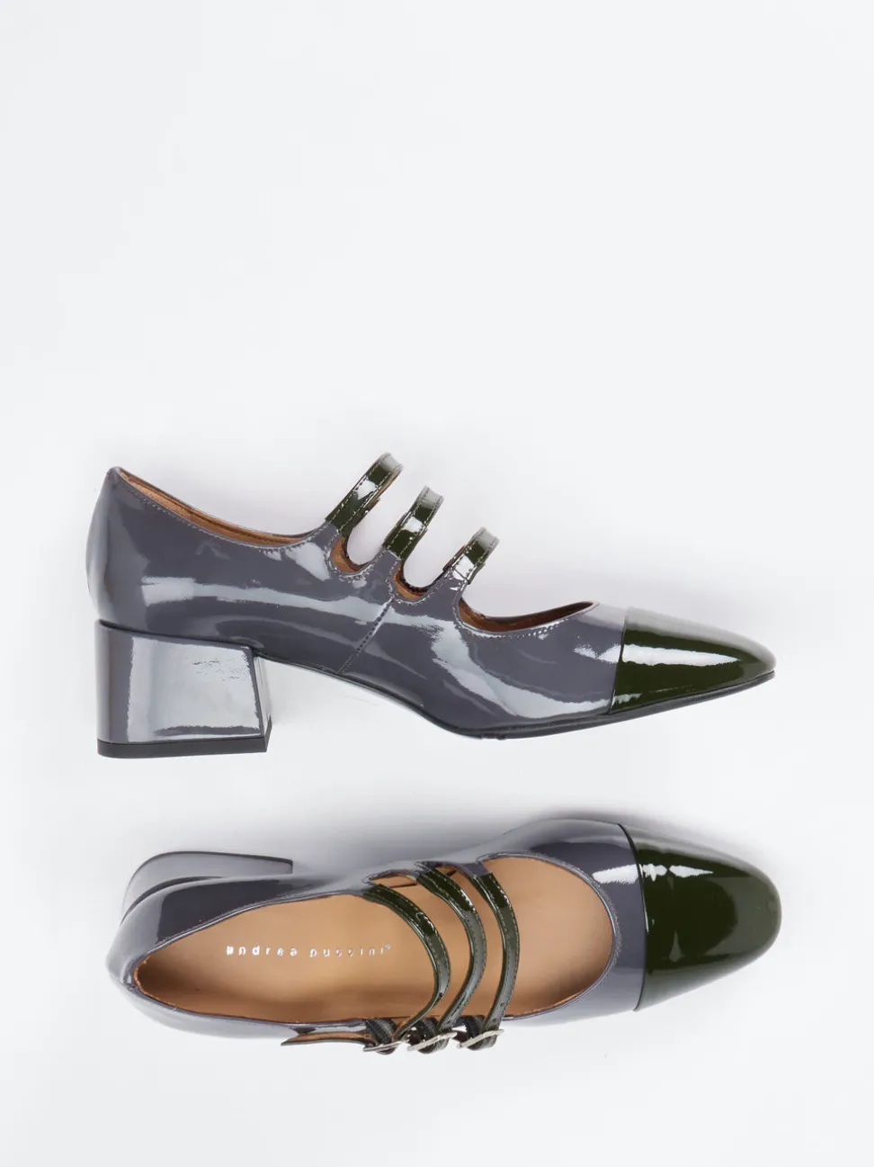 Andrea Puccini – Mary Jane Pumps aus Lackleder anthrazit