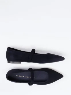 Andrea Puccini – Mary Jane Ballerinas aus Veloursleder Blau