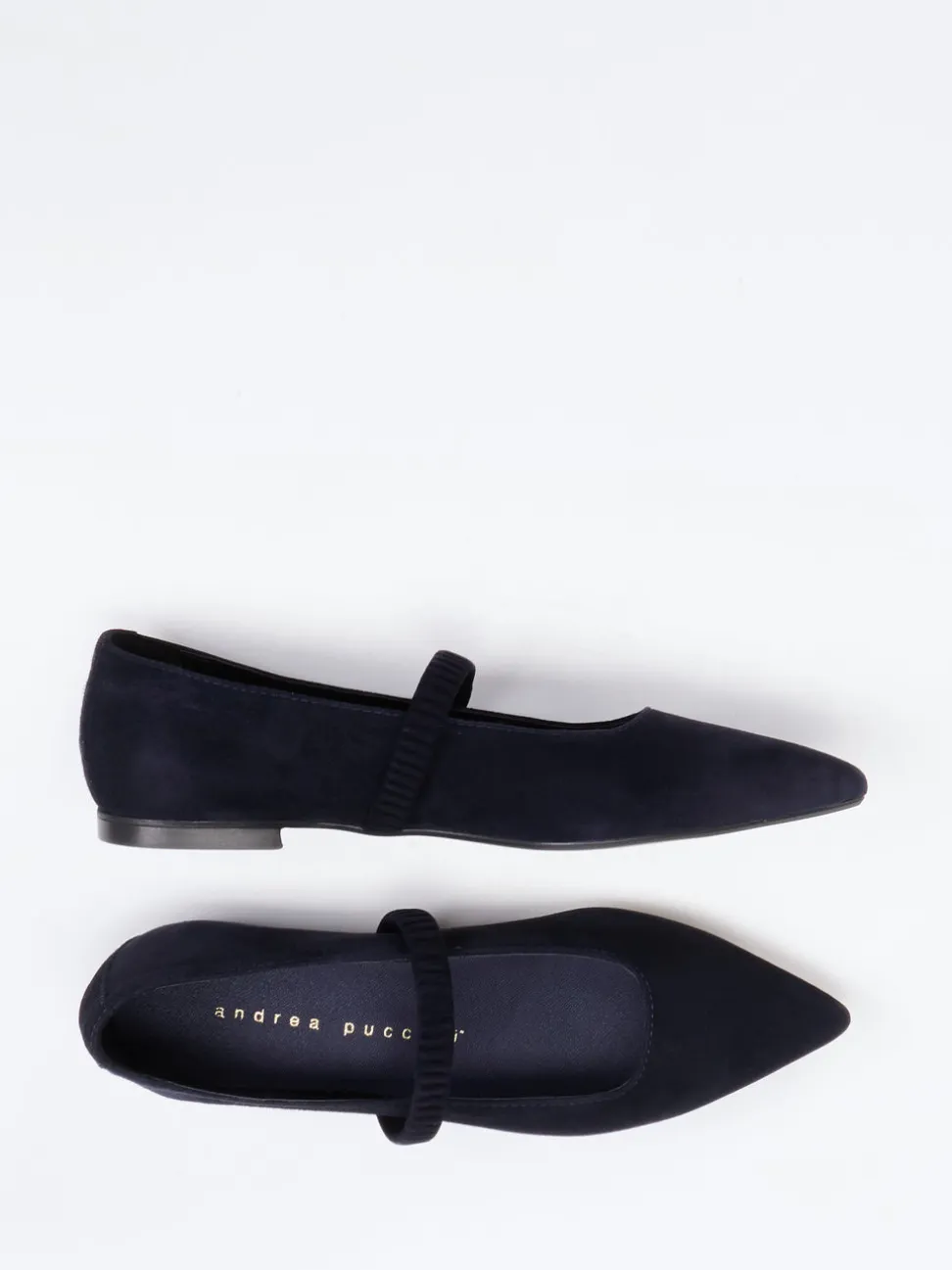 Andrea Puccini – Mary Jane Ballerinas aus Veloursleder Blau