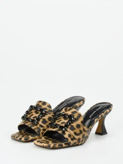 Andrea Puccini – Mules aus geprägtem Leder Leoprint