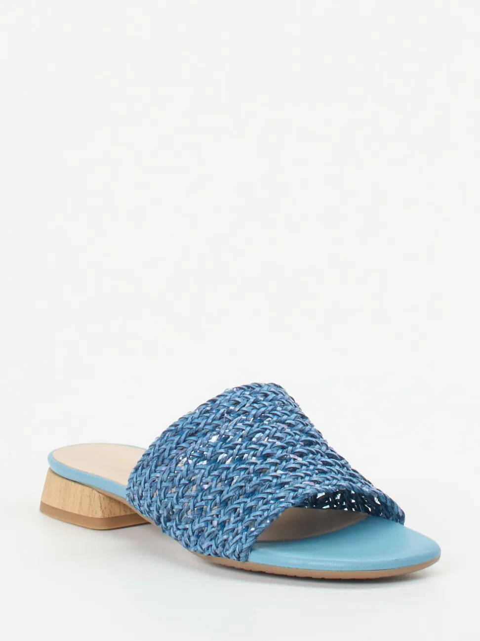 Andrea Puccini – Mules aus Flechtleder in Blau