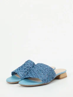 Andrea Puccini – Mules aus Flechtleder in Blau