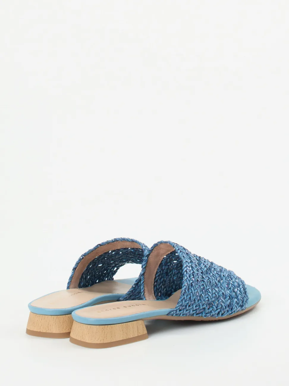 Andrea Puccini – Mules aus Flechtleder in Blau