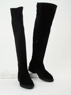 Andrea Puccini – Overkneestiefel aus Veloursleder Schwarz