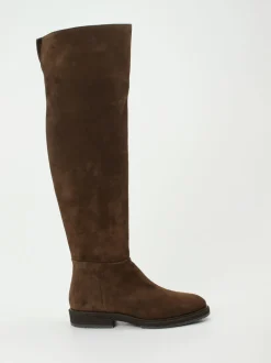 Andrea Puccini – Overknee-Stiefel aus Veloursleder braun