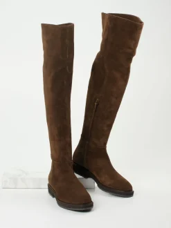 Andrea Puccini – Overknee-Stiefel aus Veloursleder braun