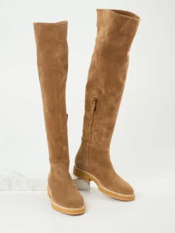 Andrea Puccini – Overknee-Stiefel aus Veloursleder Braun