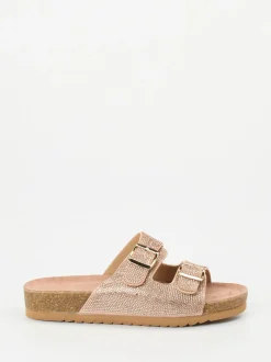 Andrea Puccini – Pantoletten aus Metallicleder Roségold