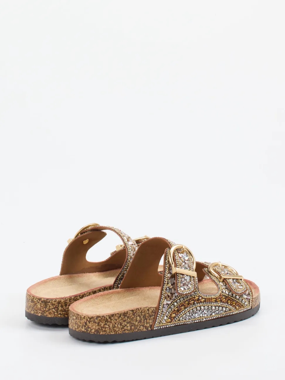 Andrea Puccini – Pantolette aus Metallic-Material in Bronzebraun