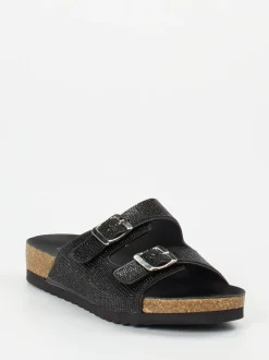 Andrea Puccini – Pantolette aus Metallicleder schwarz