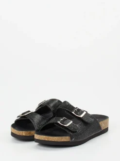 Andrea Puccini – Pantolette aus Metallicleder schwarz