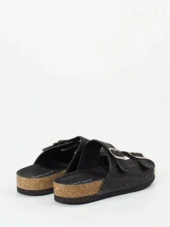 Andrea Puccini – Pantolette aus Metallicleder schwarz