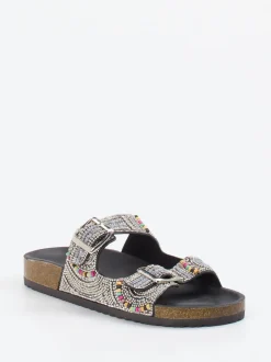 Andrea Puccini – Pantoletten aus Metallicleder Schwarz