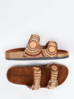 Andrea Puccini – Pantoletten aus Metallicleder Braun