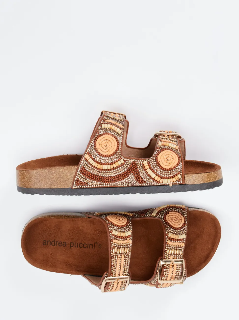Andrea Puccini – Pantoletten aus Metallicleder Braun