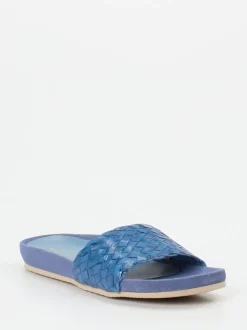 Andrea Puccini – Pantolette aus Flechtleder jeansblau