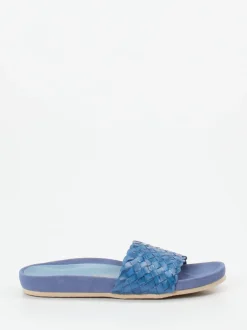Andrea Puccini – Pantolette aus Flechtleder jeansblau