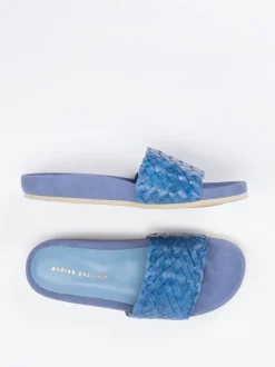 Andrea Puccini – Pantolette aus Flechtleder jeansblau