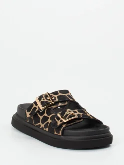 Andrea Puccini – Pantolette aus Kunstfell mit Animalprint