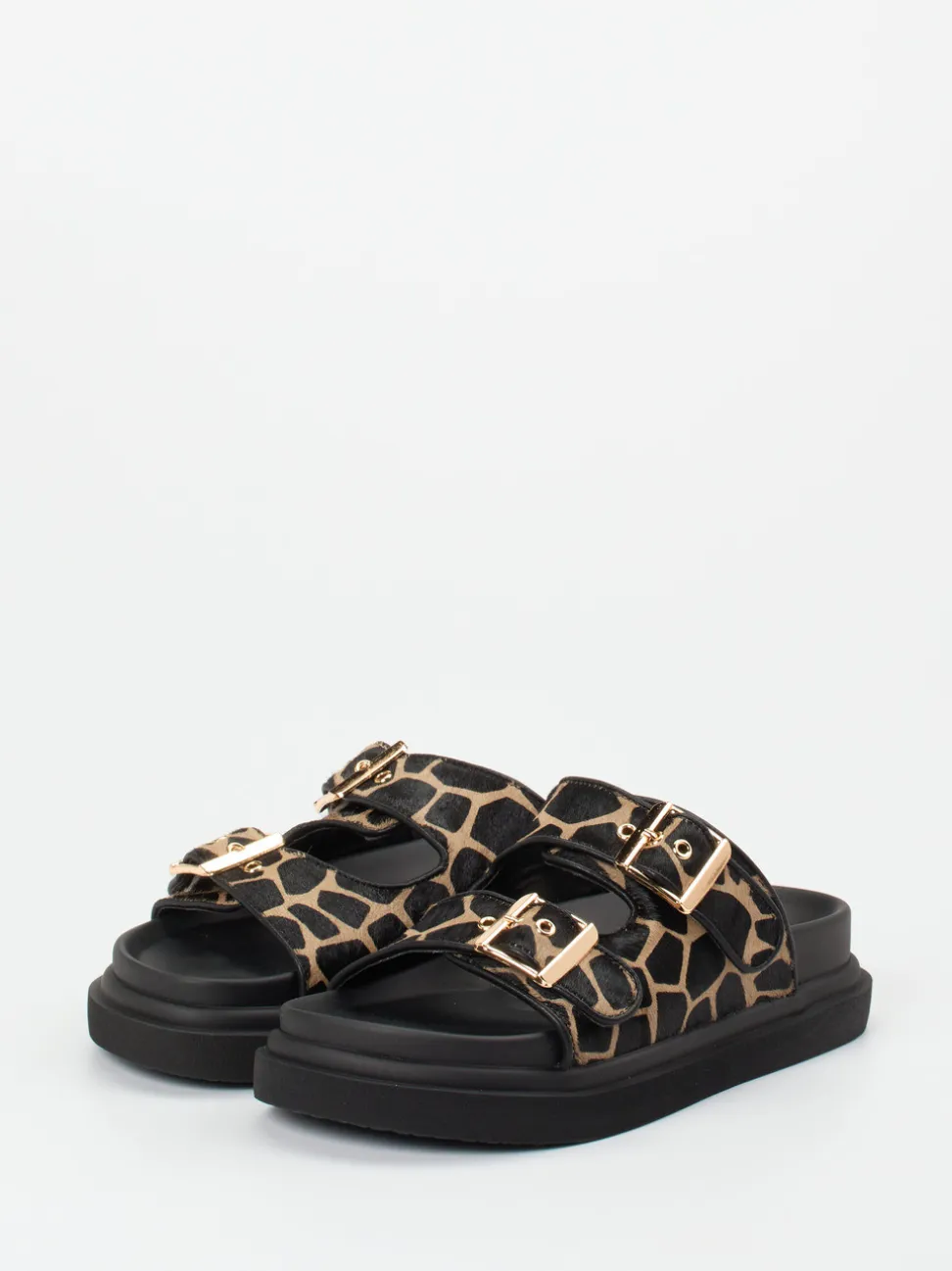 Andrea Puccini – Pantolette aus Kunstfell mit Animalprint