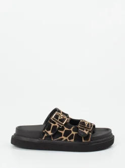 Andrea Puccini – Pantolette aus Kunstfell mit Animalprint