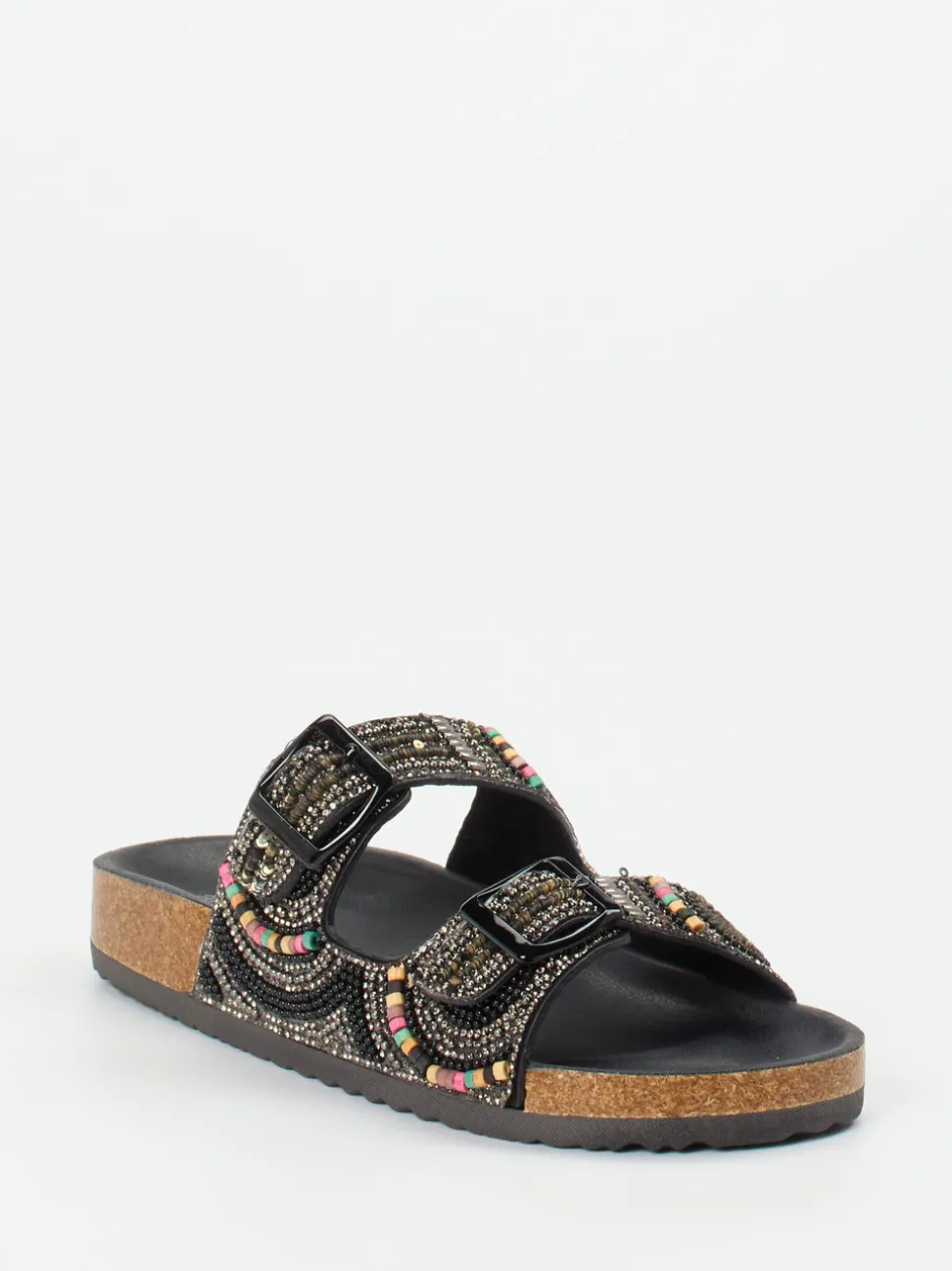 Andrea Puccini – Pantolette aus Metallicleder mit Perlen